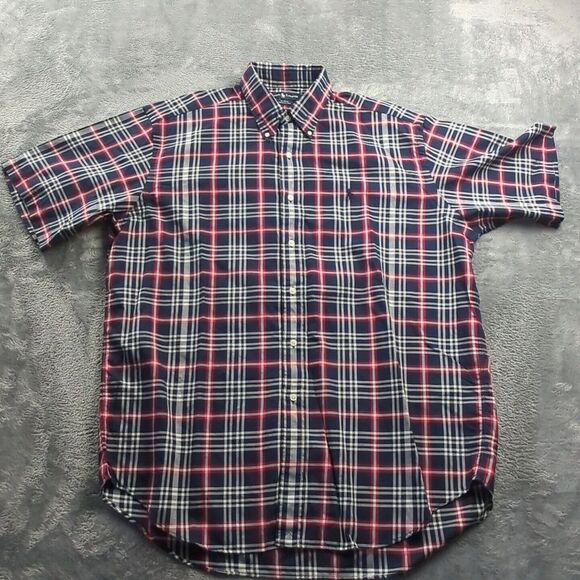 Vintage Ralph Lauren Button Up Shirt Mens‎ Large Blake Red Blue 100% Cotton - Picture 1 of 10